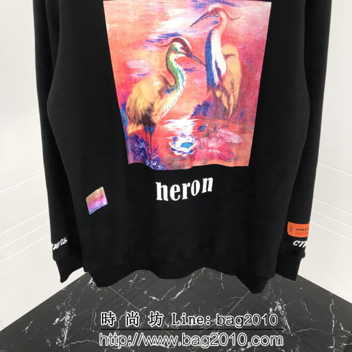 Heron Preston19ss官方最新款 粉紅雙鶴系列 圓領衛衣 情侶款 ydi1273